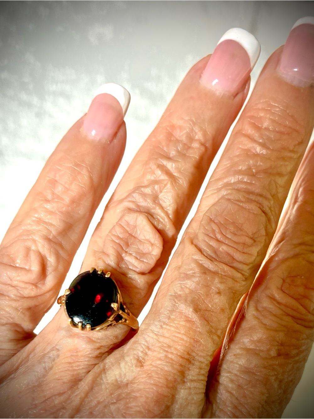 Elegant Garnet Ring Set in 14K Gold Size 6